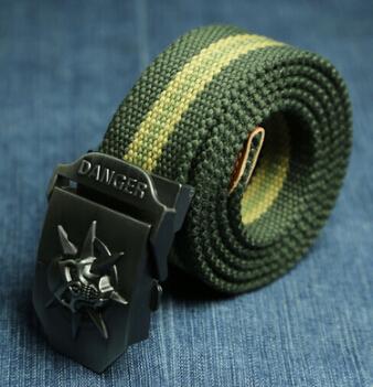 Men Canvas Skull Metal Belt