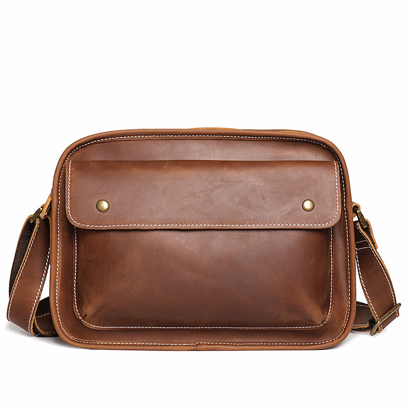 Men's Real-Leather Bag Cowhide Casual Simple Shoulder