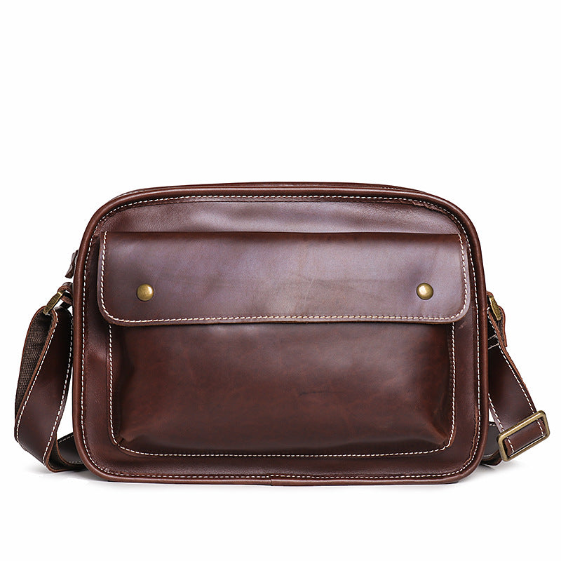 Men's Real-Leather Bag Cowhide Casual Simple Shoulder