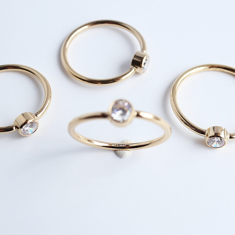 Minimalist Creative Gilded 4Mm Zircon Ring