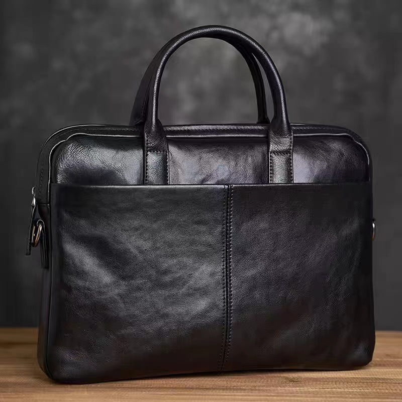 Men's Hand-Carrying Genuine Leather Briefcase