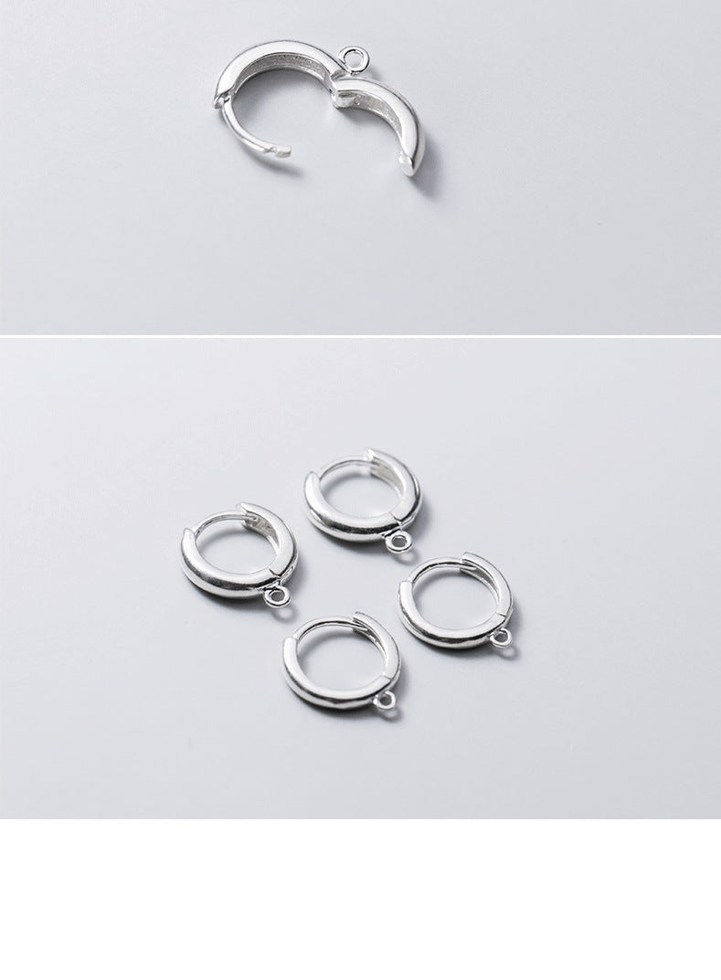 Women's Silver Round Earrings With Ring Ear Clip