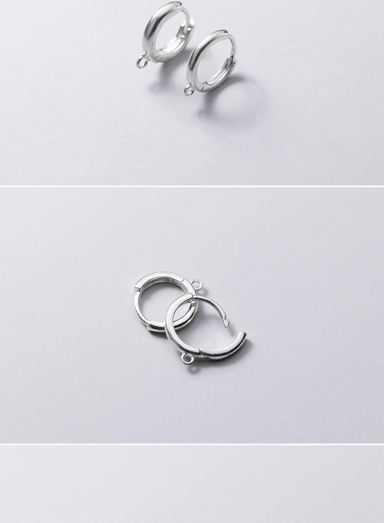 Women's Silver Round Earrings With Ring Ear Clip