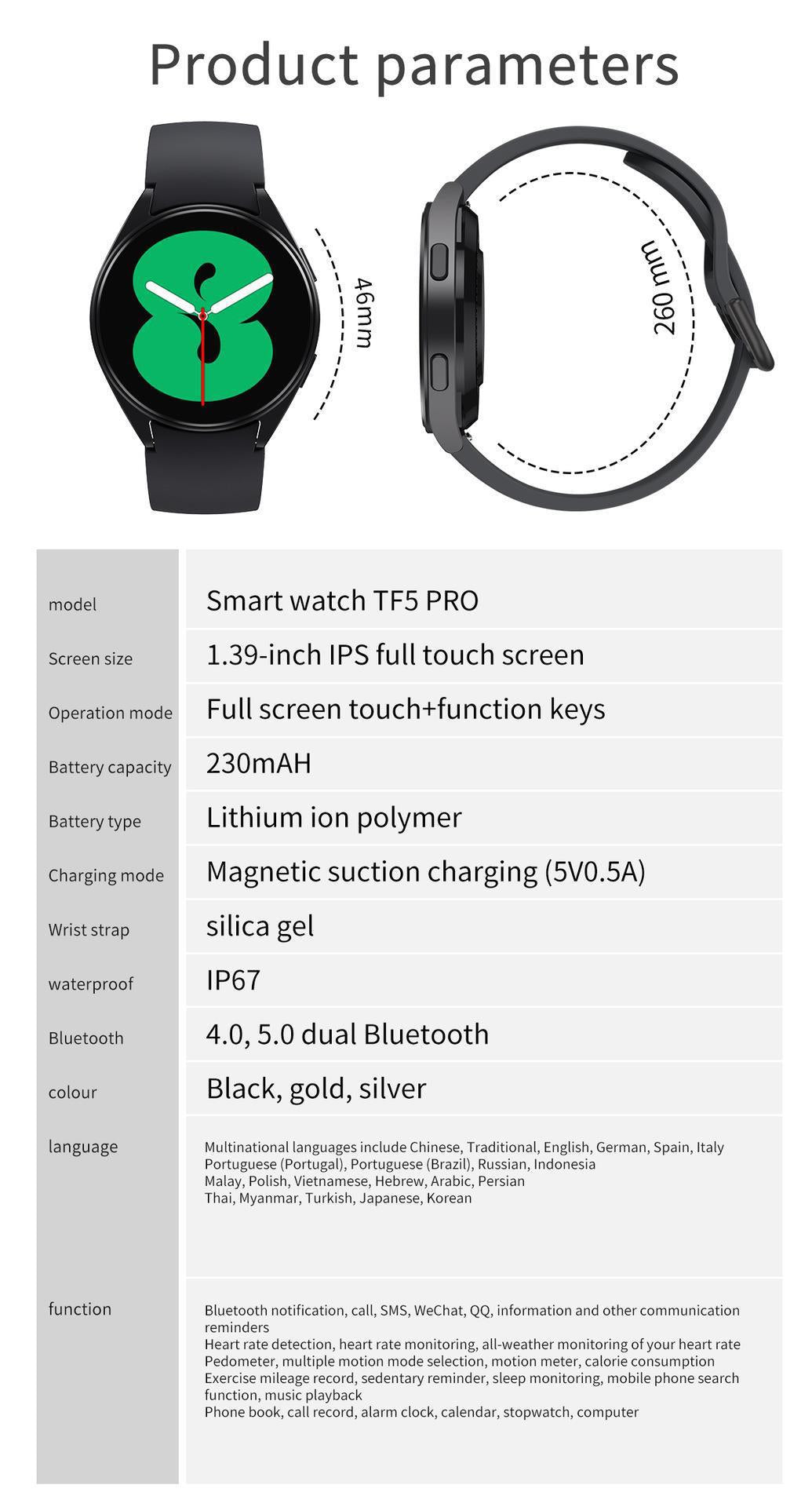 Tf5Pro Call Smart Watch Multi-Sport Mode