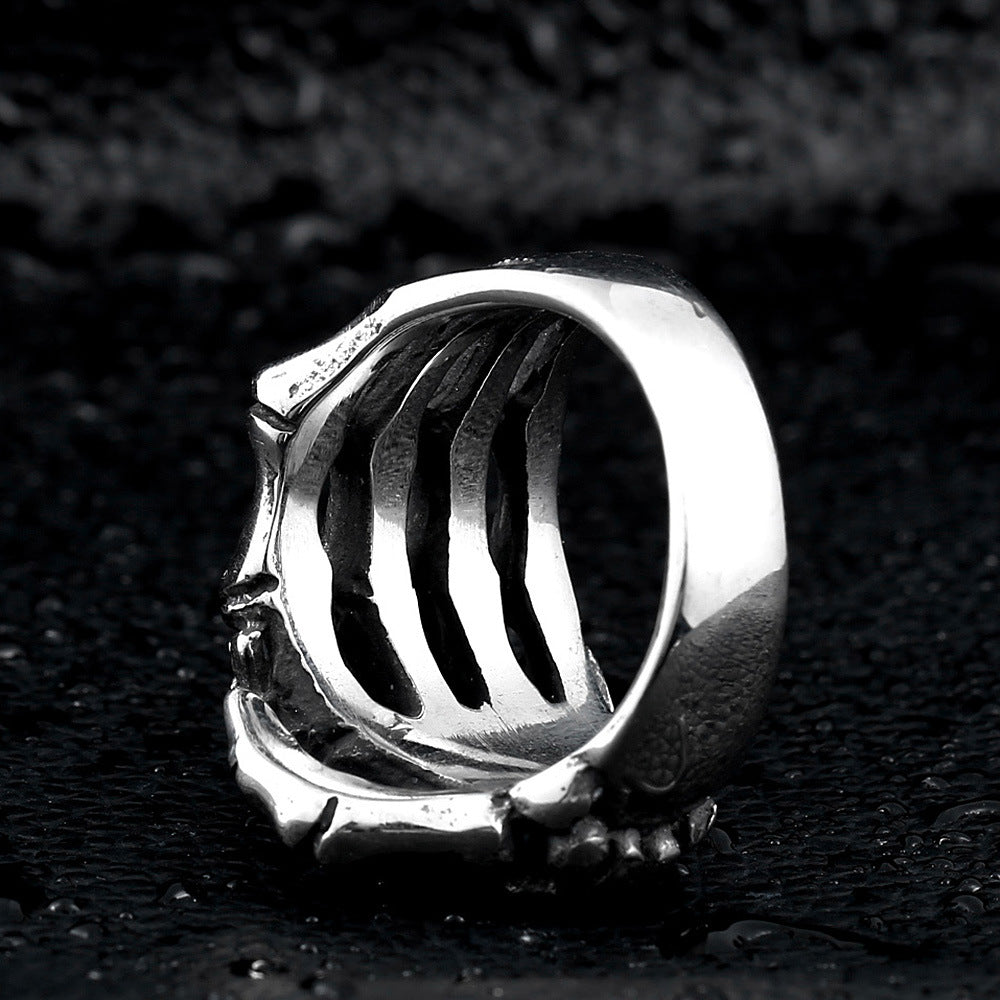 Beier Personality Creative Punk Hand Bone Titanium Steel Ring