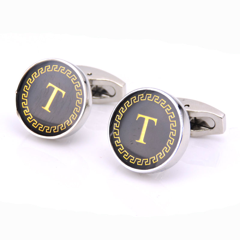 Round Letter French Cufflinks 26 Letter Cuffs