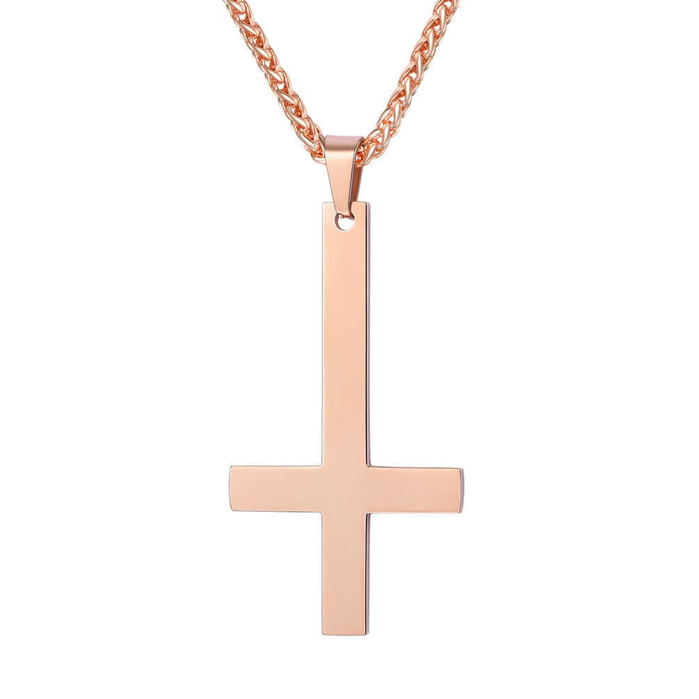 Titanium Steel Smooth Cross Necklace Pendant