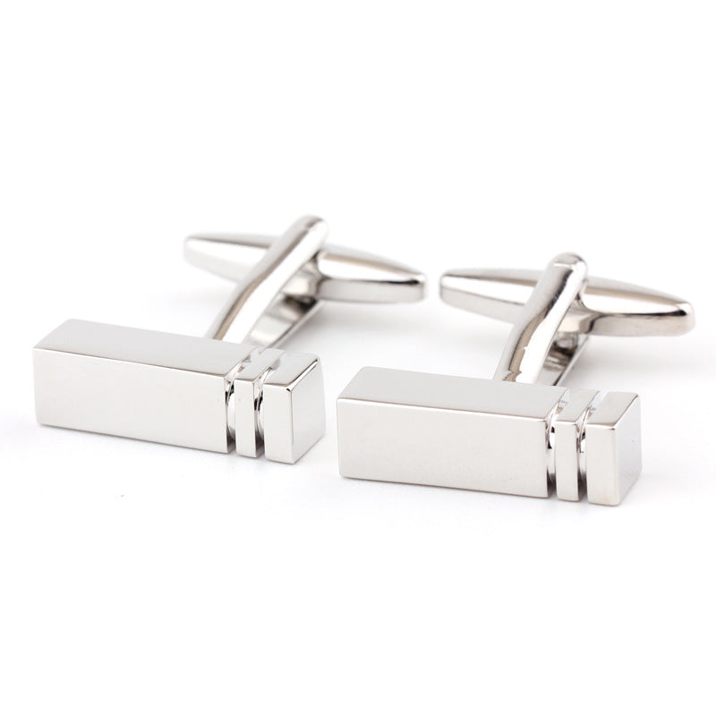 Rectangular Glossy Men and Women Metal Cufflinks