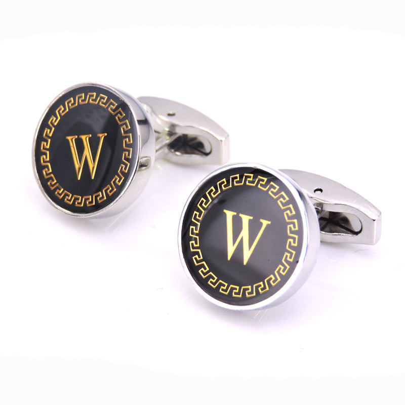 Round Letter French Cufflinks 26 Letter Cuffs