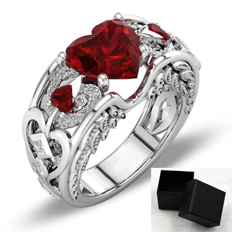 Princess Ring Heart-Shaped Ruby Engagement Ring