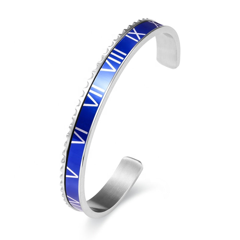 Hot Roman Numeral Cuff Bracelet Stainless Steel Four-Color Bracelet