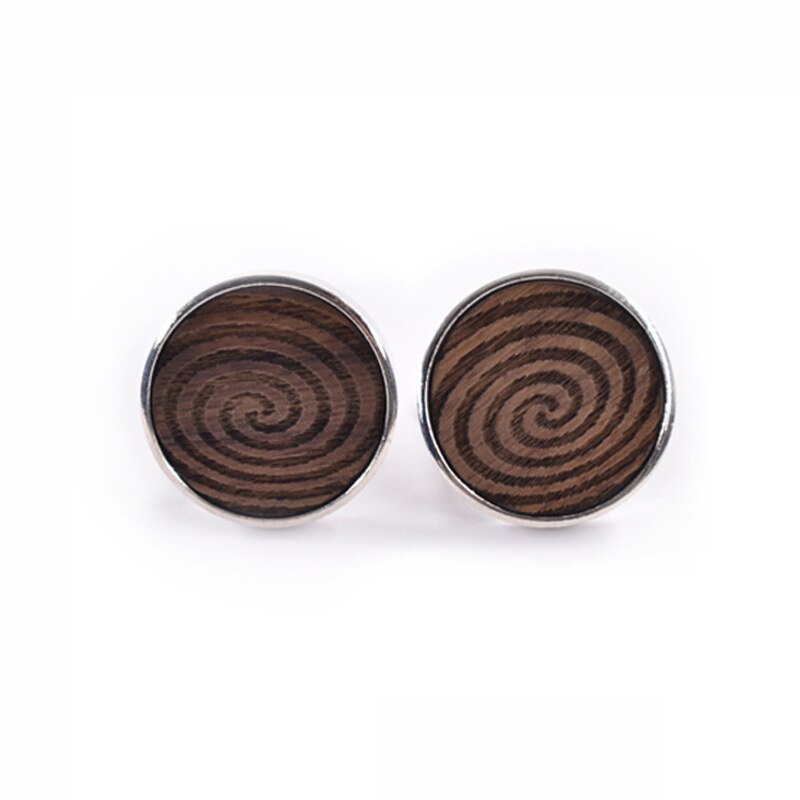 High Quality French Cufflinks With Round Wooden Cufflinks