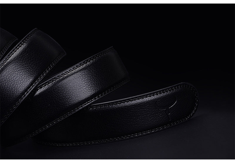 Automatic Buckle Two-Layer Cowhide Belt Men