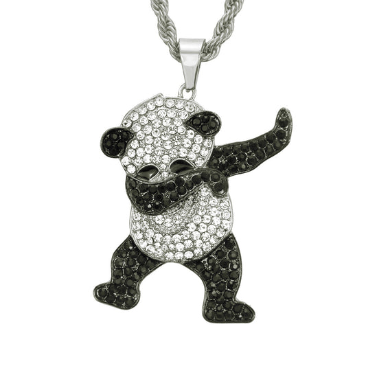 Hip-Hop Cool Hip-Hop Panda Diamond Pendant