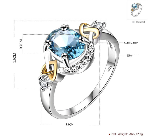 Ladies Wedding Ring S 925 Sterling Silver Ladies Fine Jewelry Blue Oval Ring Bridal Engagement Party Bijoux Femme R542