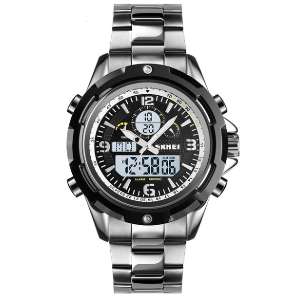 Sports Steel Band Luminous Dual Display Watch