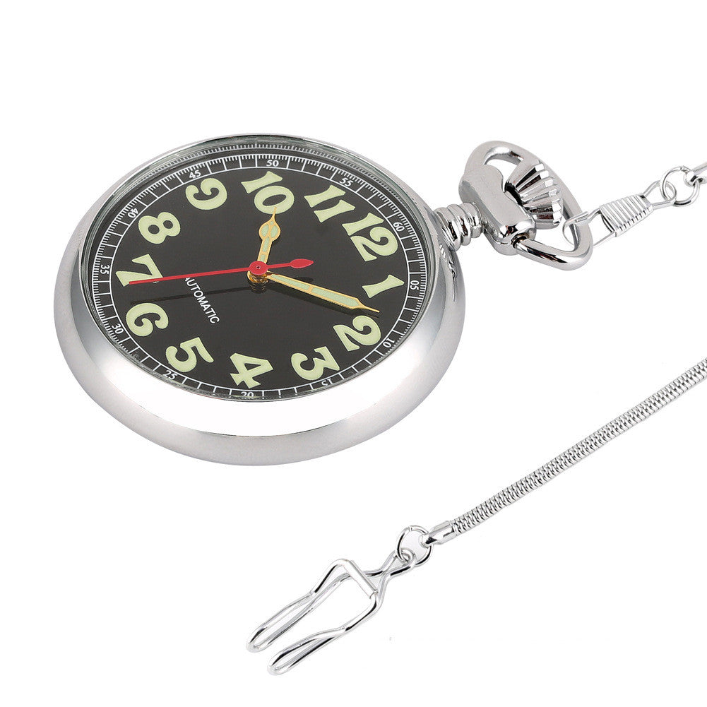 Men's Retro Luminous Digital Face Manual Manipulator Snake Chain Pocket Watch