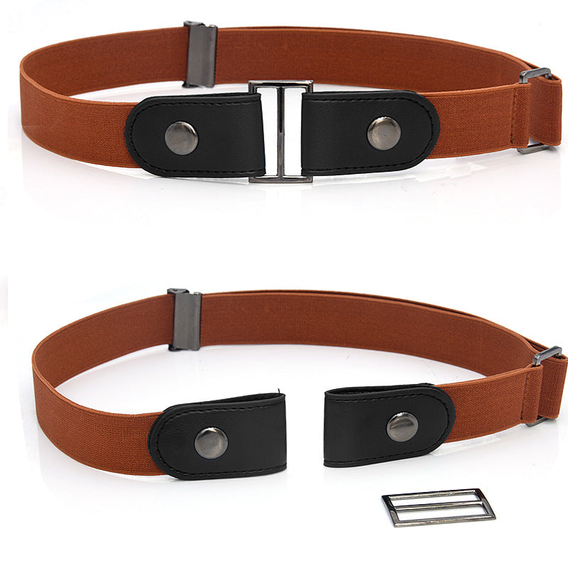 Leather Slim Stretch Invisible Jeans Simple Lazy Belt