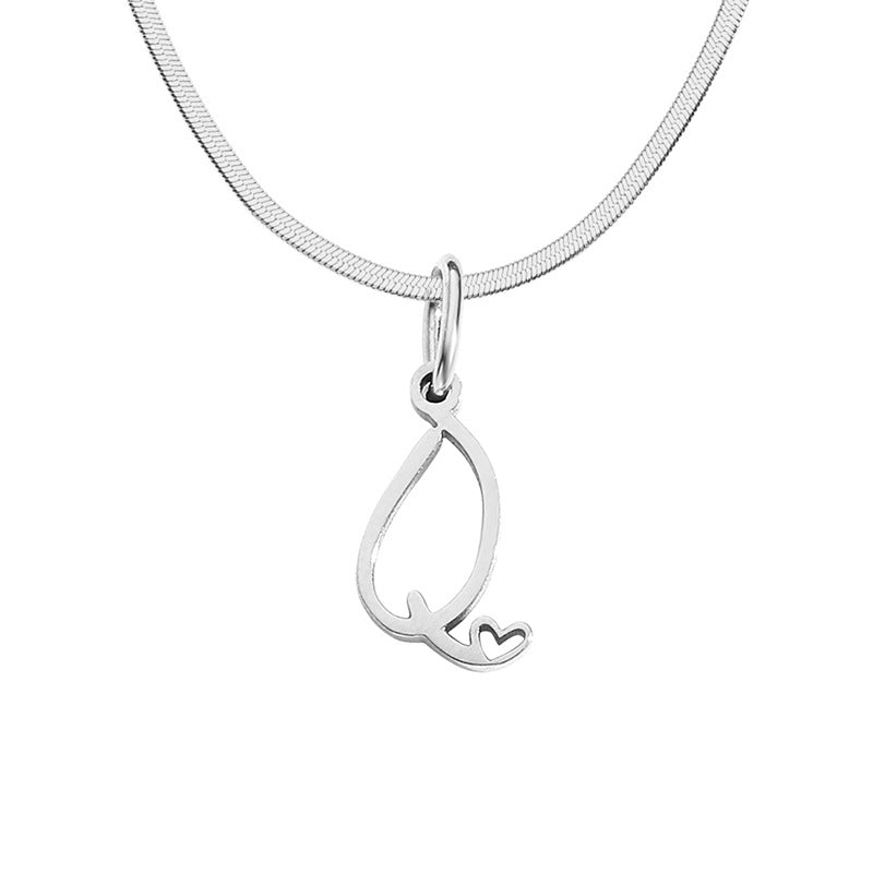 Women's Stainless Steel Necklace With Letter Pendant