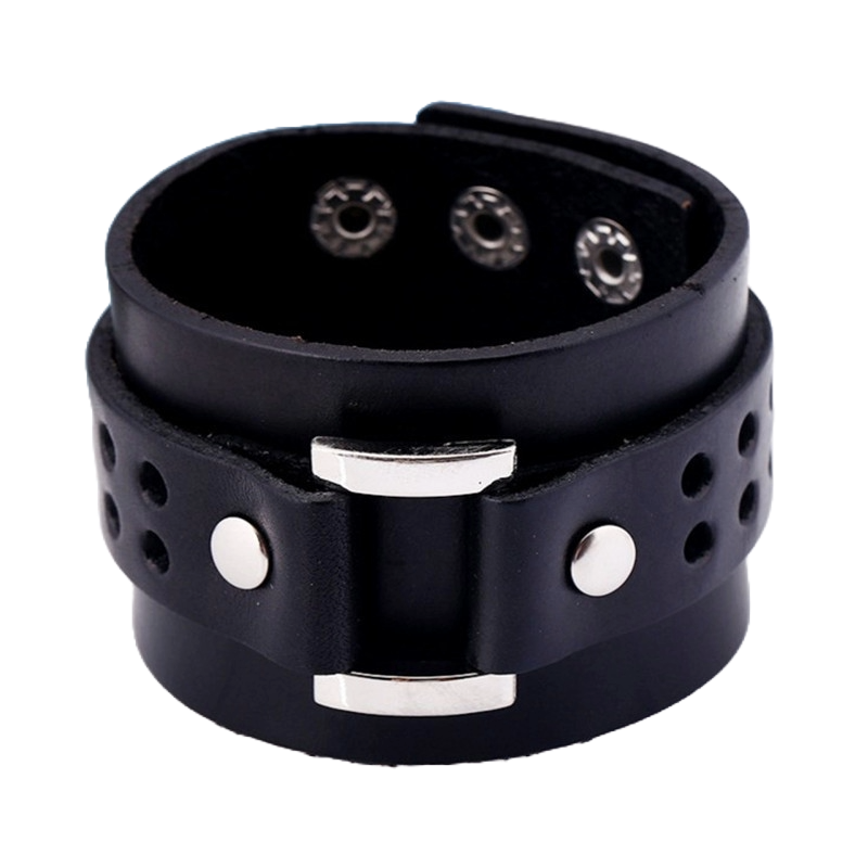 Men’s Retro Leather Bracelet with Geometric Design