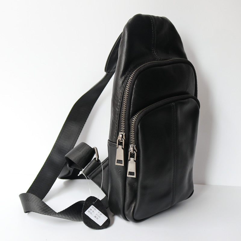 Men's Sports Cross-Body Bag Top Layer Cowhide Business Backpack