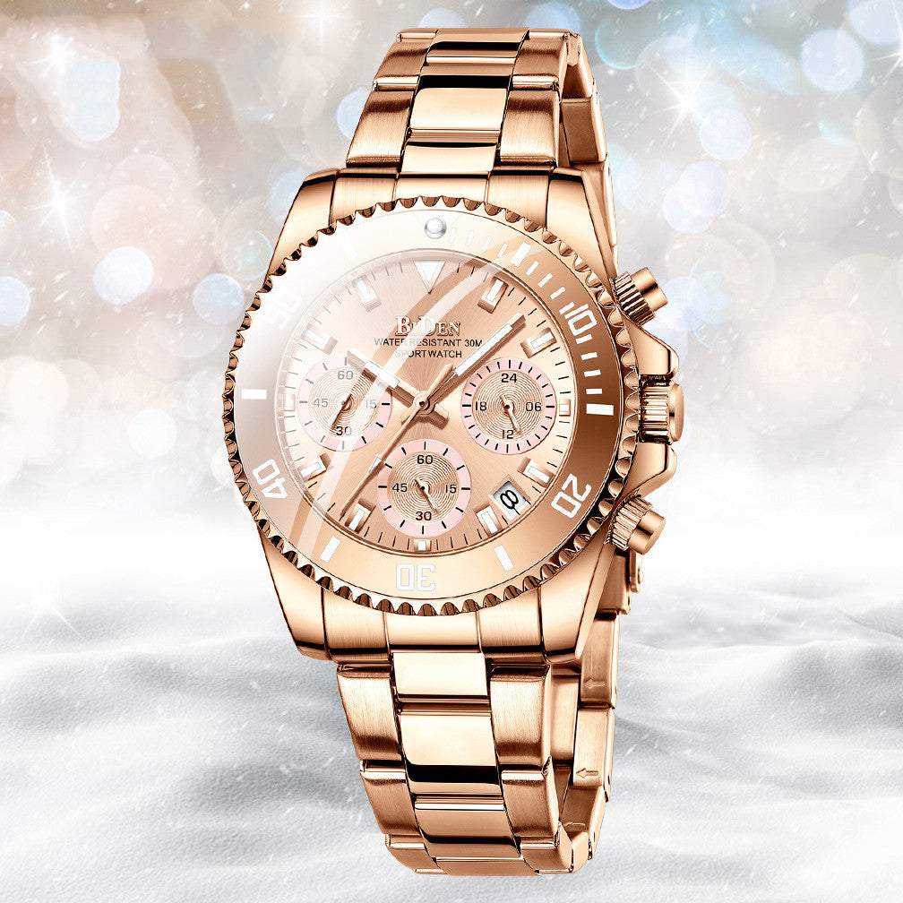 Ladies Fashion Multifunctional Quartz Waterproof Business Watch