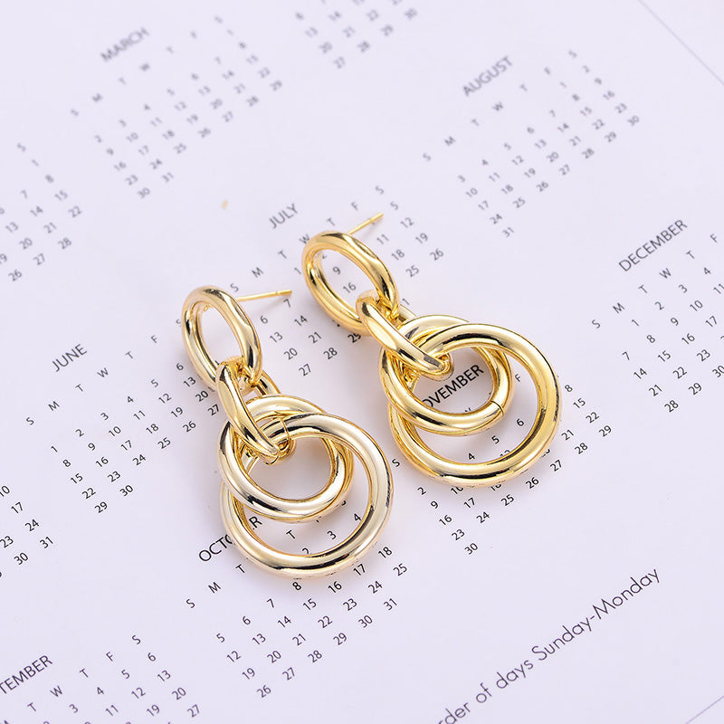 Fashion Trend Earrings Simple Personality Metal Texture Earrings