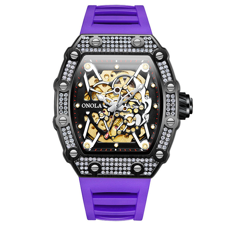 Men's Fashion And Fully-Jewelled Automatic Silicone Band Waterproof Mechanical Watch