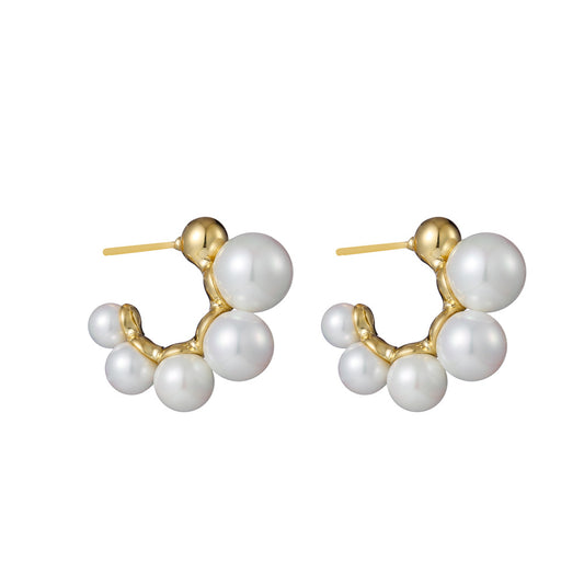 European And American Fashion Simple Letter C-Shaped Pearl Earrings