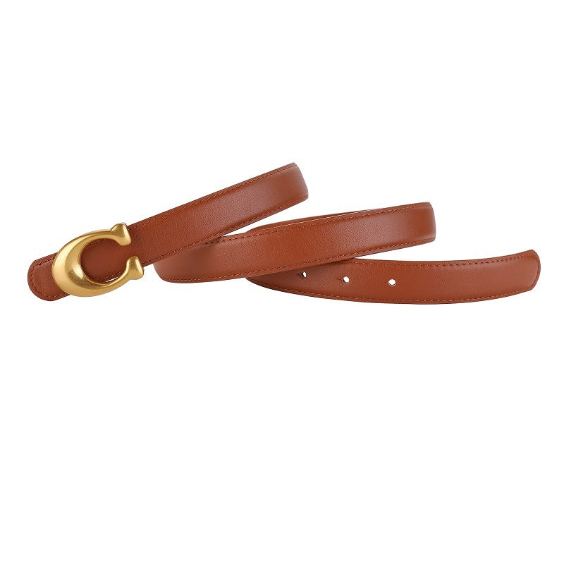 Mesh Red C-Buckle Belt Women's Fashionable And Versatile Decoration