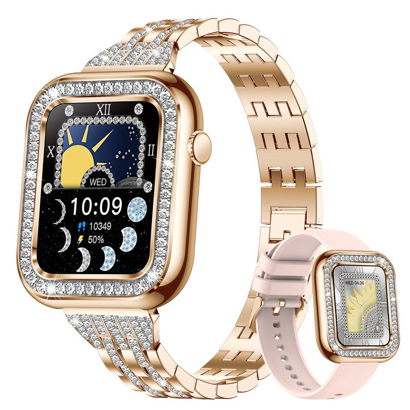 Hot Square Fashion Women Smart Wristwatch Diamond Waterproof