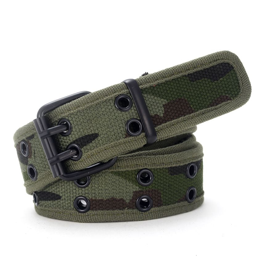 Casual Canvas Belt With Double Pin Buckle - Unisex, Durable, And Stylish