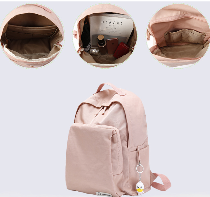 Solid Color Waterproof Oxford Casual Backpack