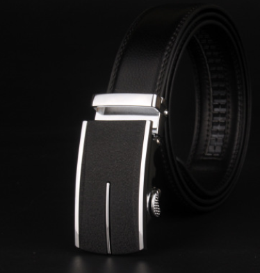 Men's 8 Character Buckle Belt, Leather Smooth Buckle, Youth Belt, Leisure Belt, Men's Han Banchao