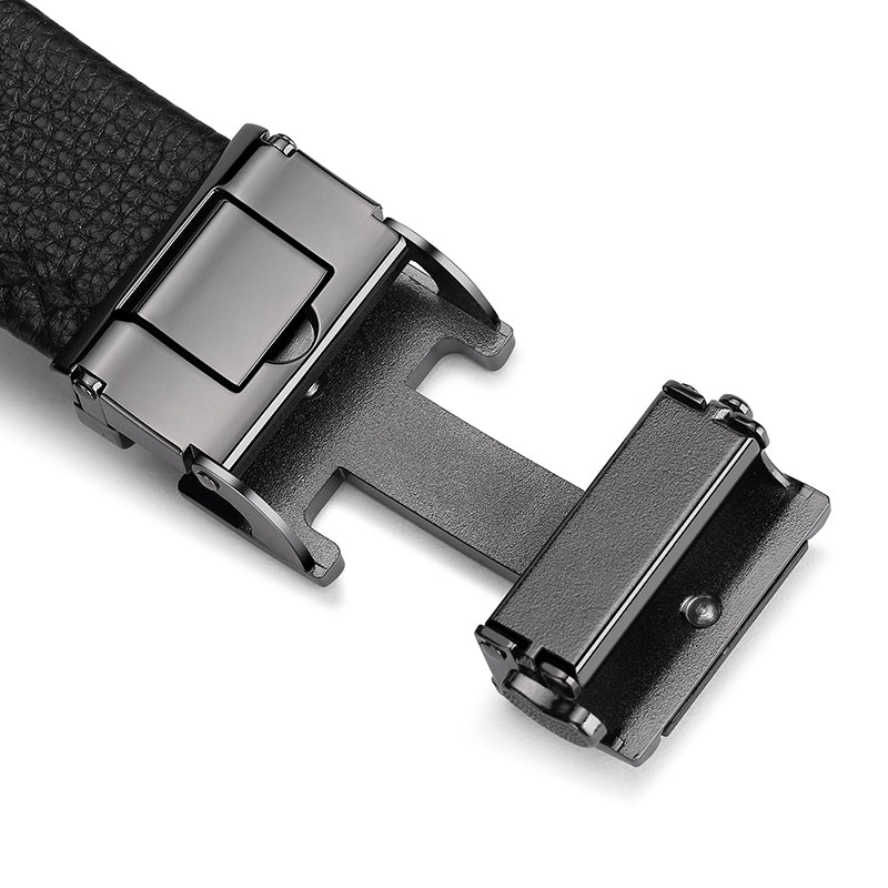 Automatic Buckle Men's Belt Leather Lychee Pattern