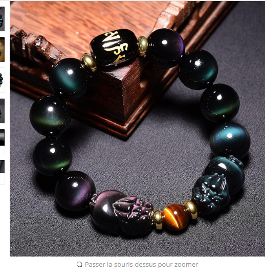 Natural Double Rainbow Eye Obsidian Bead Bracelet - Crystal Couple's Jewelry for Men and Women