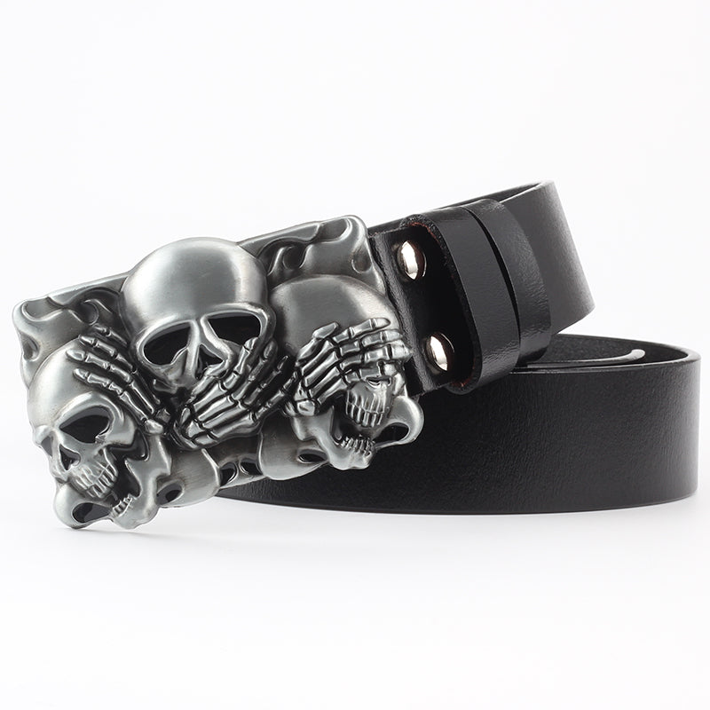 Leisure Skull Decoration Belt Pure Leather