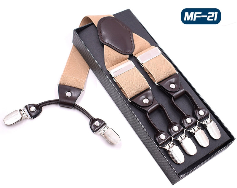 Multicolor Elastic 6 Clip Men's Strap