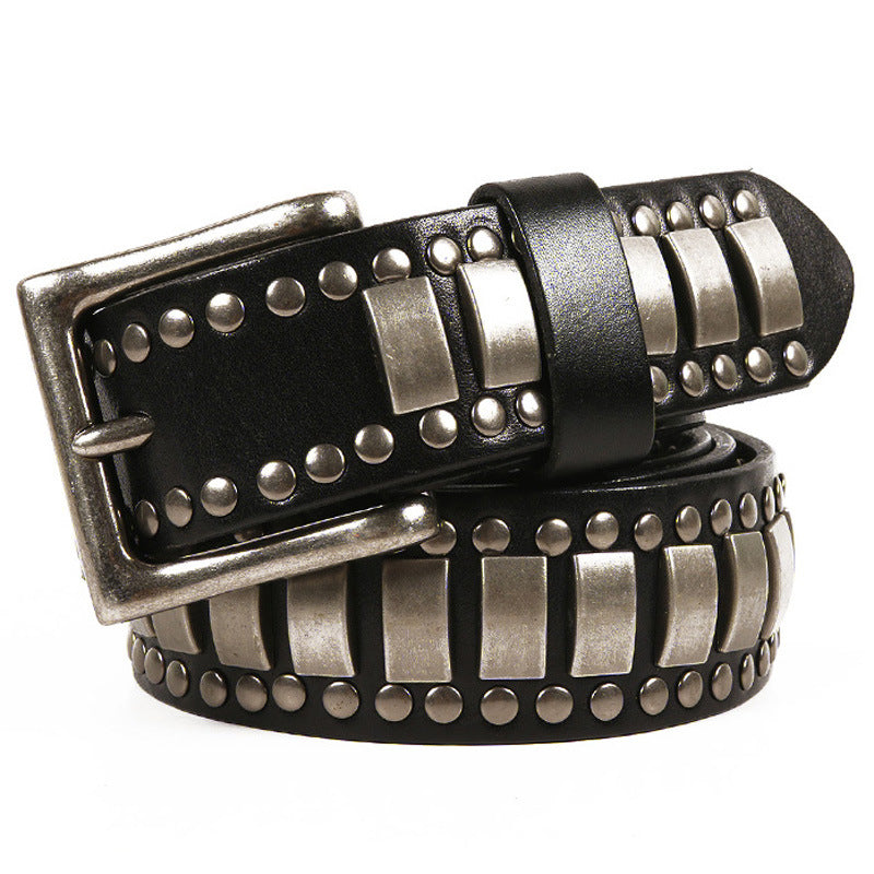 Rivet Head Layer Cowhide Man Belt And Leather Belt