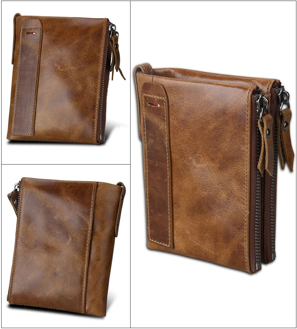 Men's Wallet Short Men's Wallet Anti-Theft Brush Leather Wallet Men