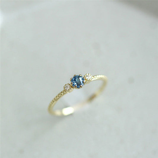 Romad Ocean Blue Rhinestone Rings Women Size 105 Gold Silver Finger Rings For Wedding Engagement Simple Bohemian Rings