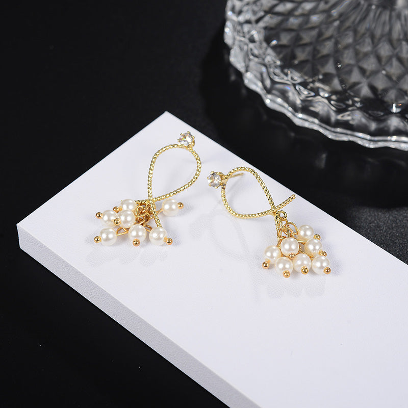 European And American Earrings Simple Female Pearl Inlaid Brick Earrings