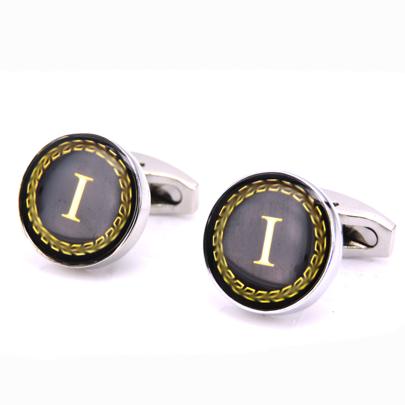 Round Letter French Cufflinks 26 Letter Cuffs