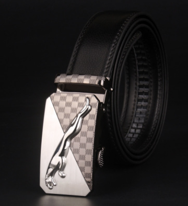 Men's 8 Character Buckle Belt, Leather Smooth Buckle, Youth Belt, Leisure Belt, Men's Han Banchao