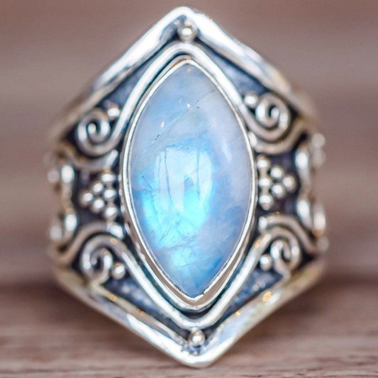 Antique Silver Vintage Moonstone Ring Bracelet