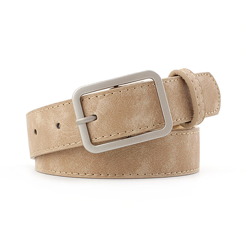 Simple And Versatile Square Buckle PU Leather Belt For Students