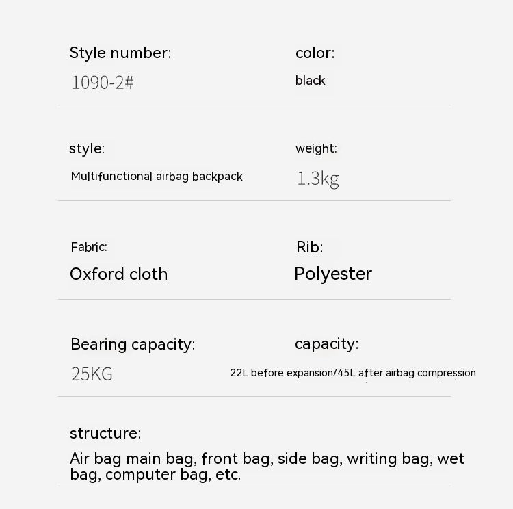 Multi-Functional Backpack Capacity Storage Business Oxford Cloth Waterproof Travel Bag