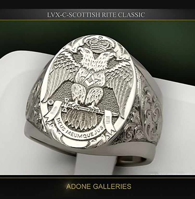 Golden Double-Headed Eagle Wings Carving Ring