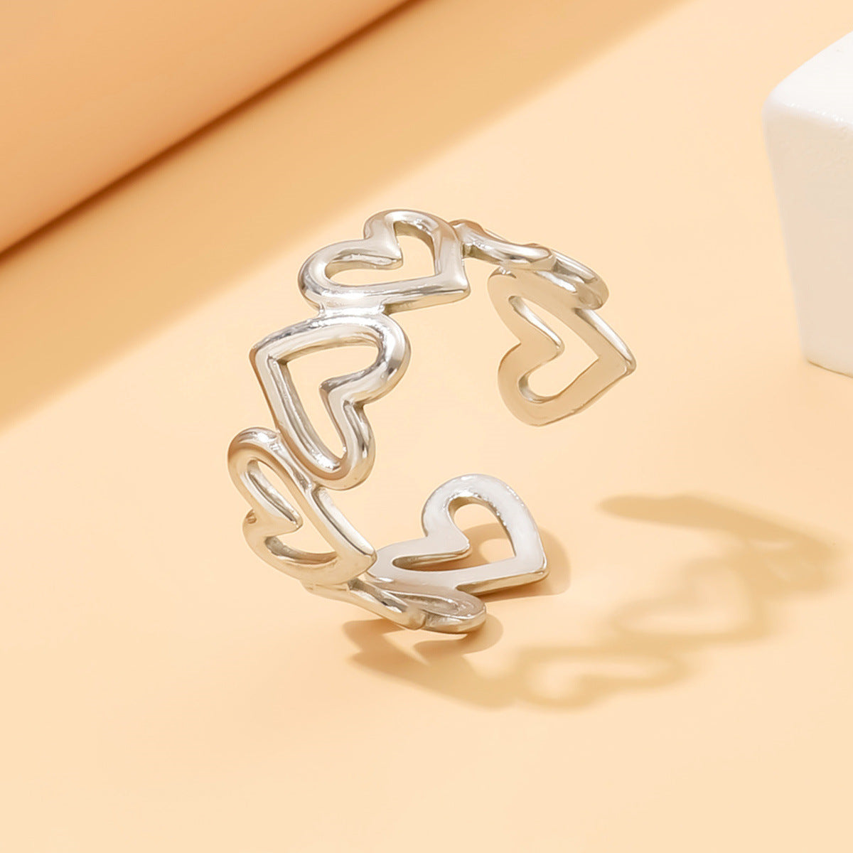 Titanium Adjustable Fashion Heart-Shaped Stainless Steel Ring