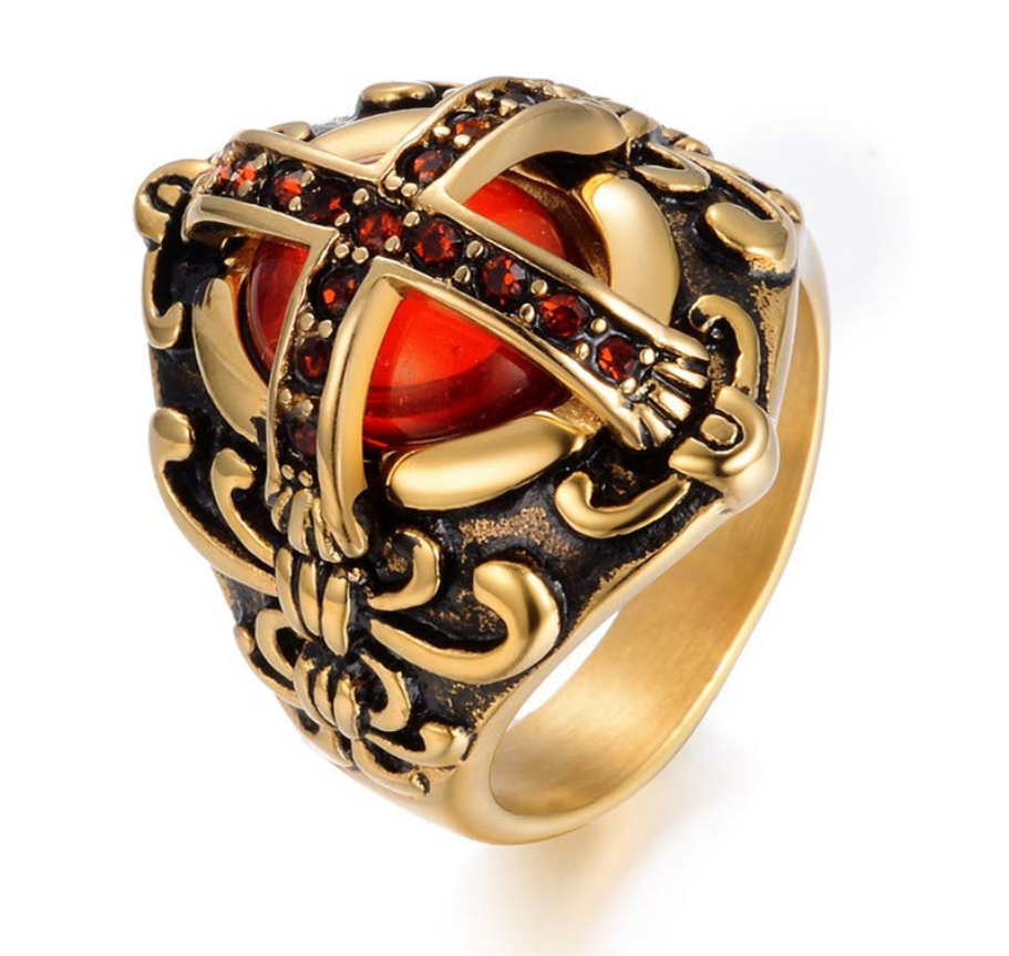 Cross Red Diamond Ring